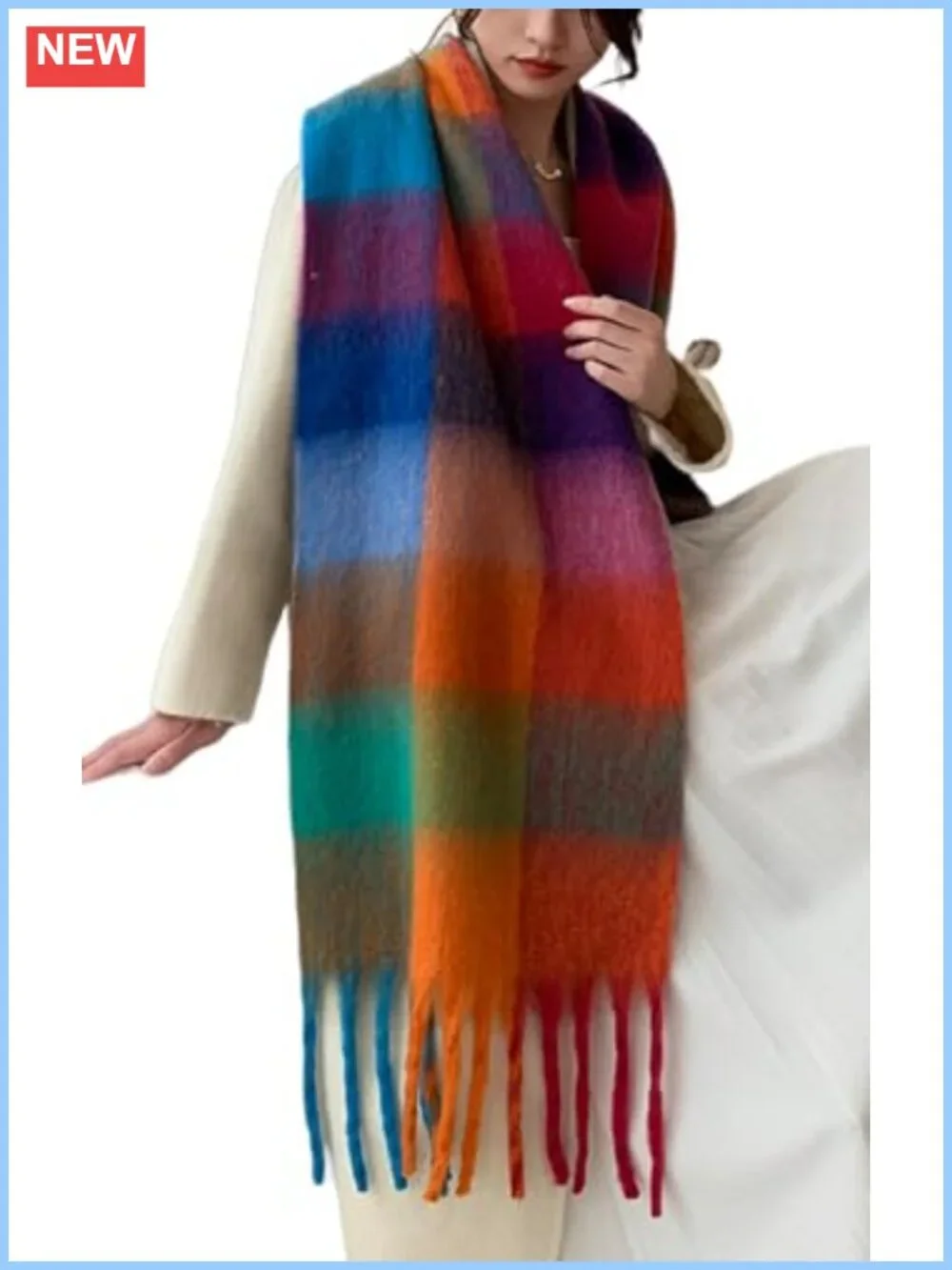 Women Winter Scarf Shawl Wrap Plaid Blanket Large Thick Cozy